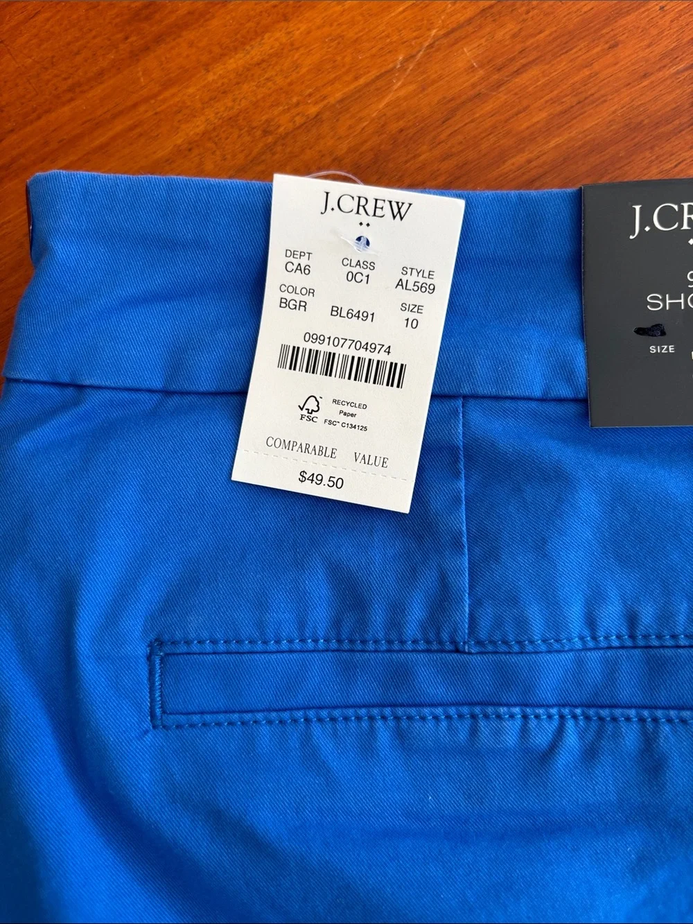 J. Crew women Bright Blue Chino Shorts. NWT
